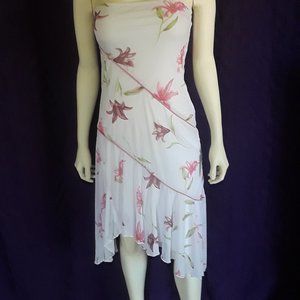 White Floral Strapless Dress